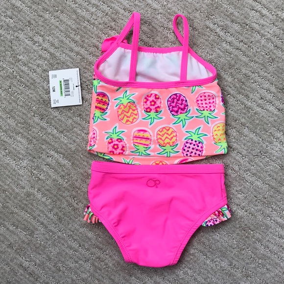OP Two Piece Bathing Suit 12M Tankini Pink Pineapple - Picture 4 of 5
